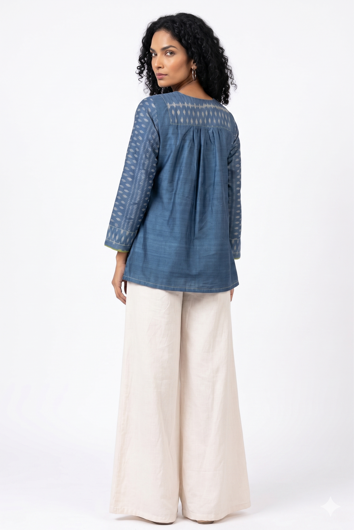 Handwoven Ikat Tussar Silk Tunic Blue
