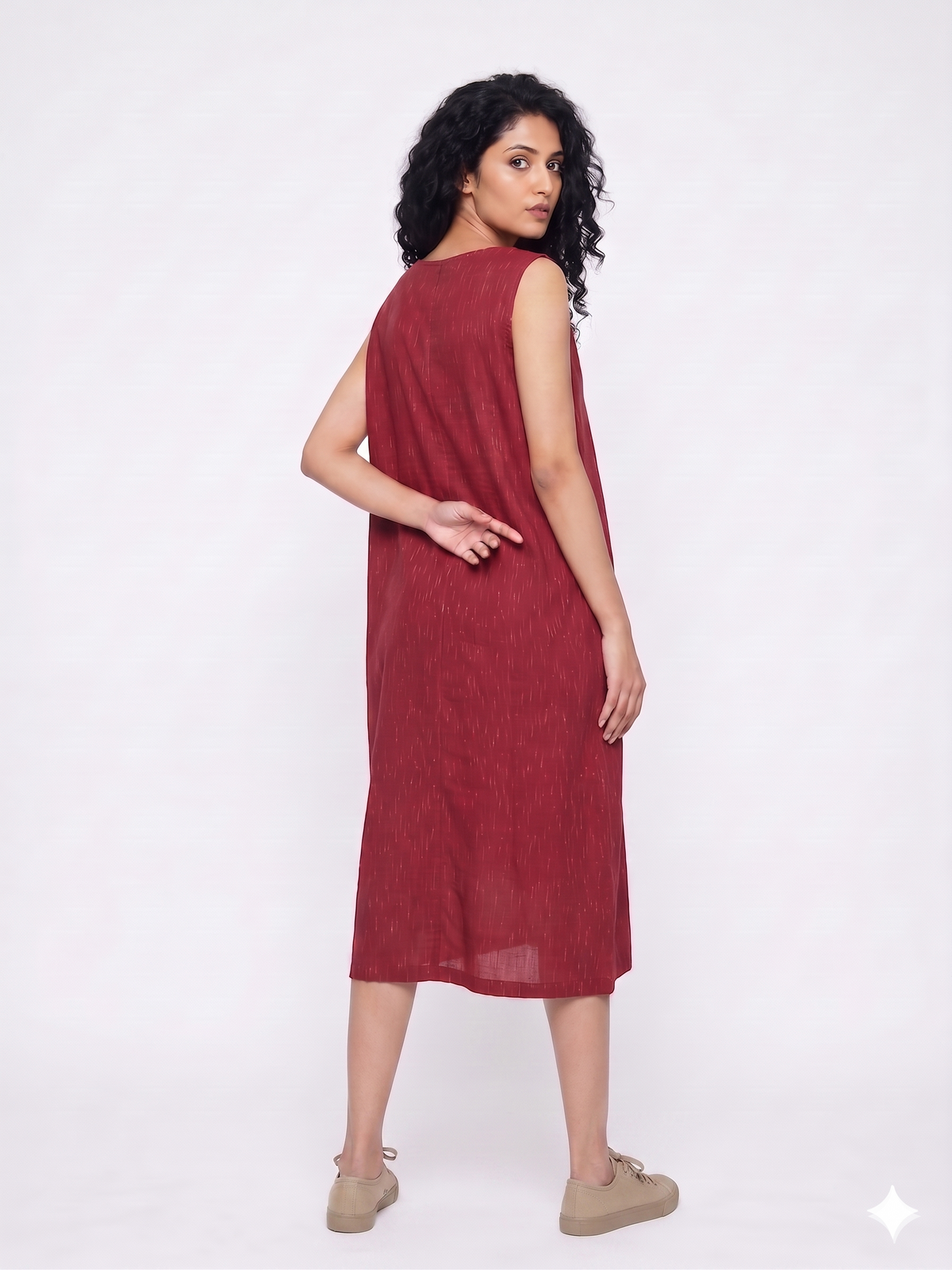 Handwoven Cotton Slip Dress Red