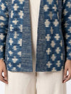Handwoven Ikat  Ahimsa Tussar Silk Jacket- Indigo