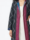 Handwoven Ikat Silk Reversible Long Jacket Indigo