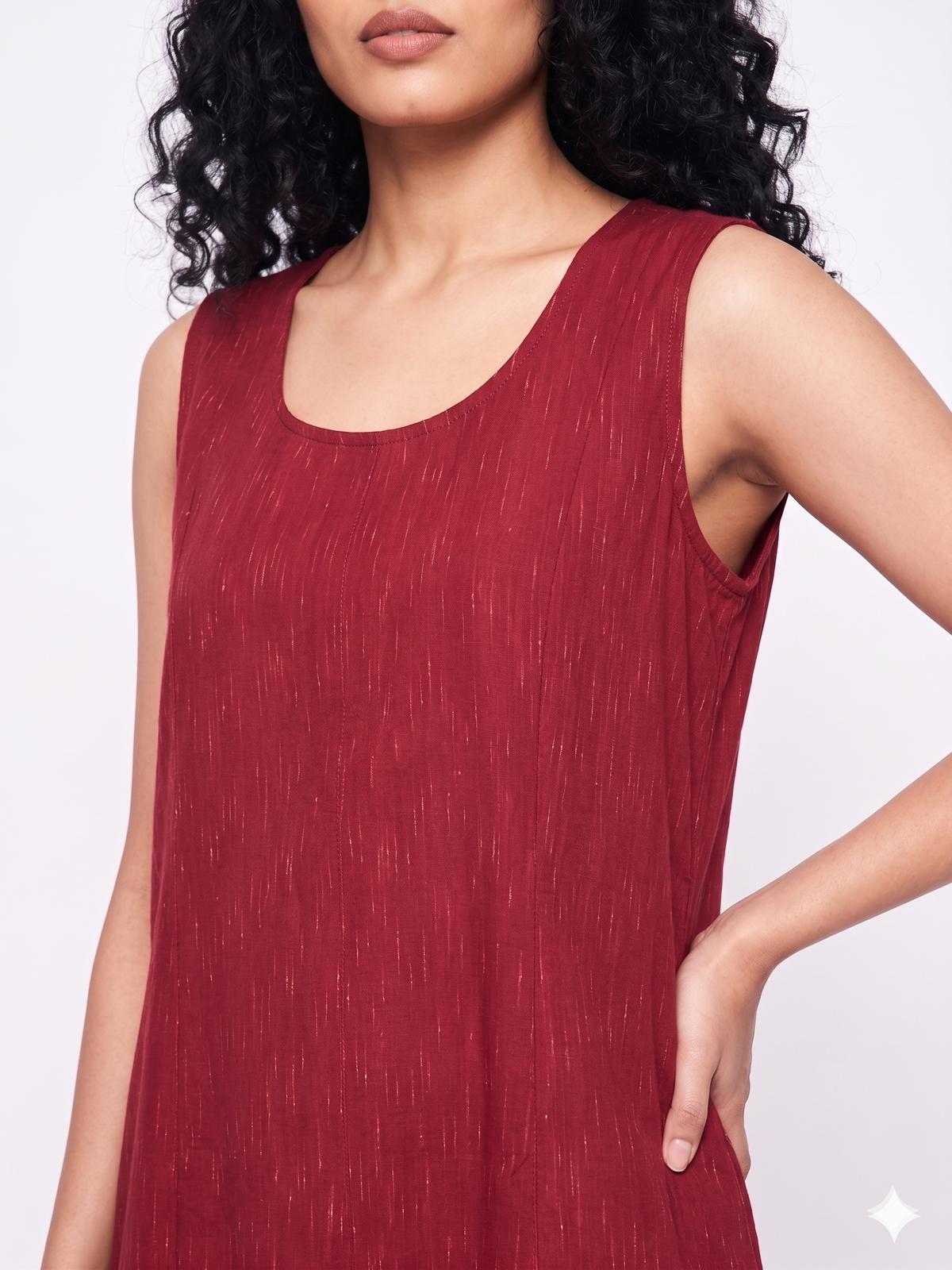 Handwoven Cotton Slip Dress Red