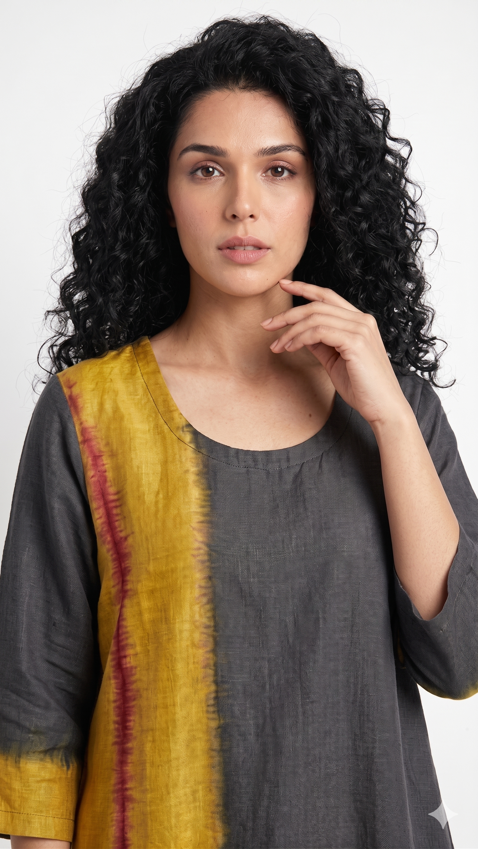Handwoven Ikat Silk Kurta Dress Gold