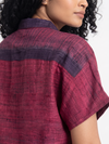 Handwoven Ikat Ahimsa Silk Shirt (Bijli) - Crimson