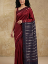 Noor Handwoven Ikat Silk Saree - Red Indigo
