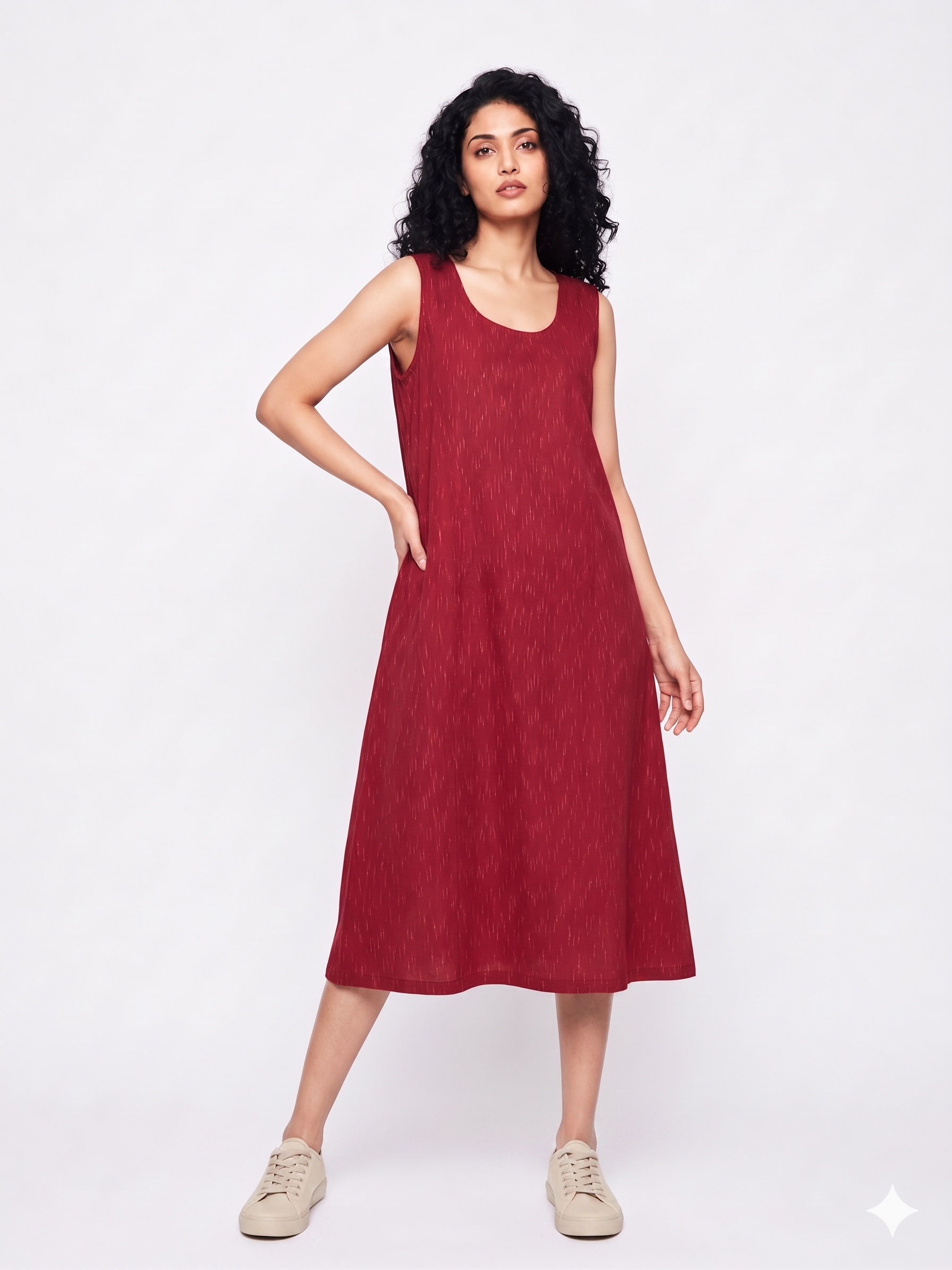 Handwoven Cotton Slip Dress Red