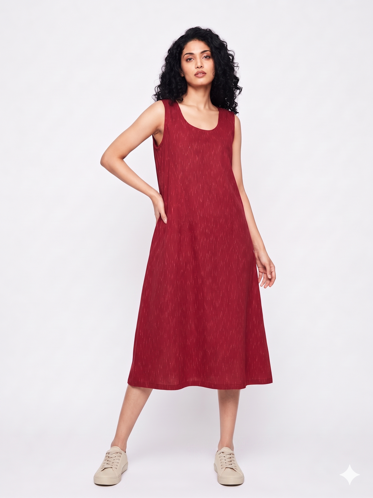 Handwoven Cotton Slip Dress Red