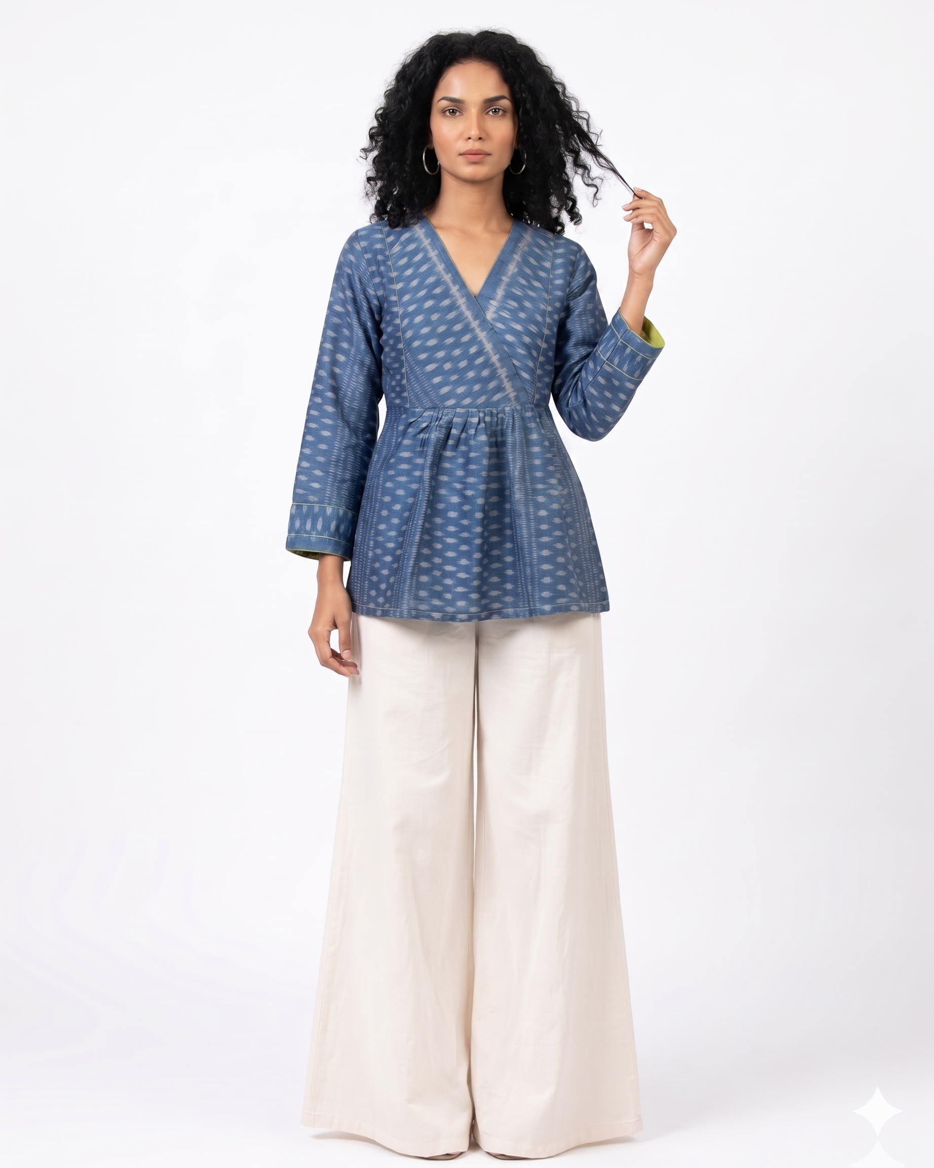 Handwoven Ikat Tussar Silk Tunic Blue