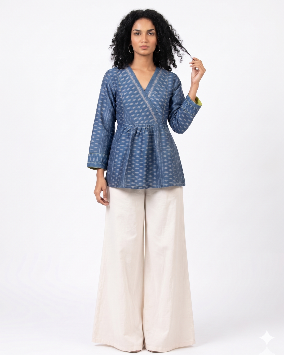 Handwoven Ikat Tussar Silk Tunic Blue