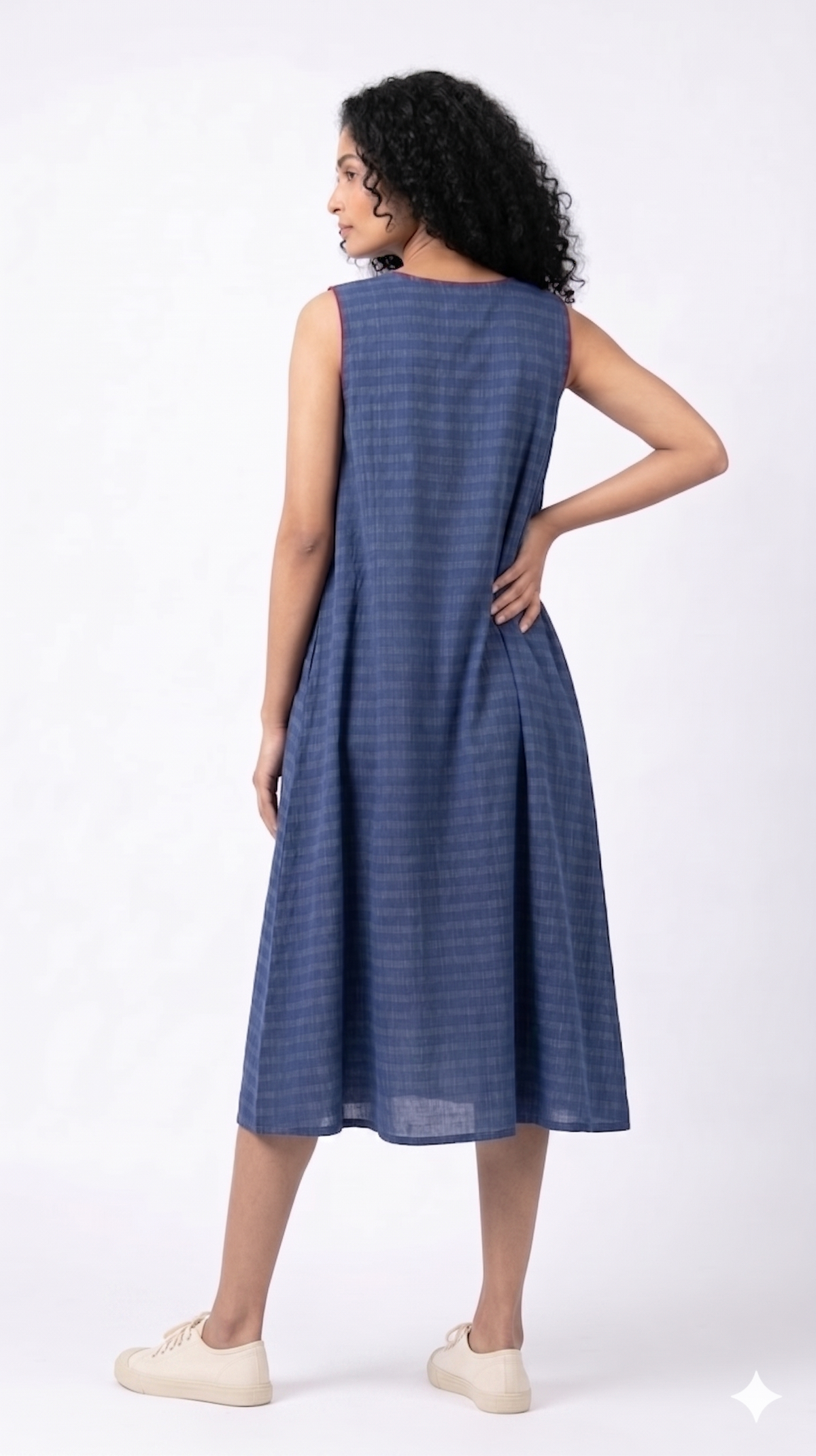Handwoven Cotton Slip Dress Blue