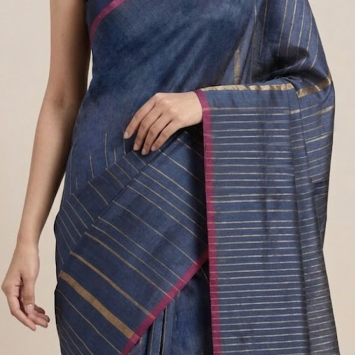 JHOOM Handwoven Tussar Silk Saree - Indigo