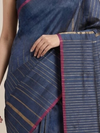 JHOOM Handwoven Tussar Silk Saree - Indigo