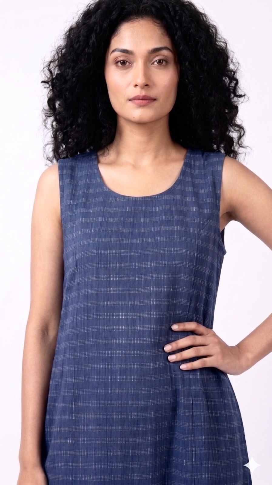 Handwoven Cotton Slip Dress Blue