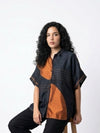 Handwoven Ikat Silk Shirt (black shunya)