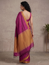 KUMBHA Handloom Tussar Silk Sari - Magenta Yellow