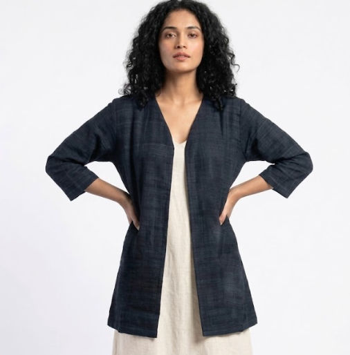 Handwoven ikat Silk Reversible Jacket Gold
