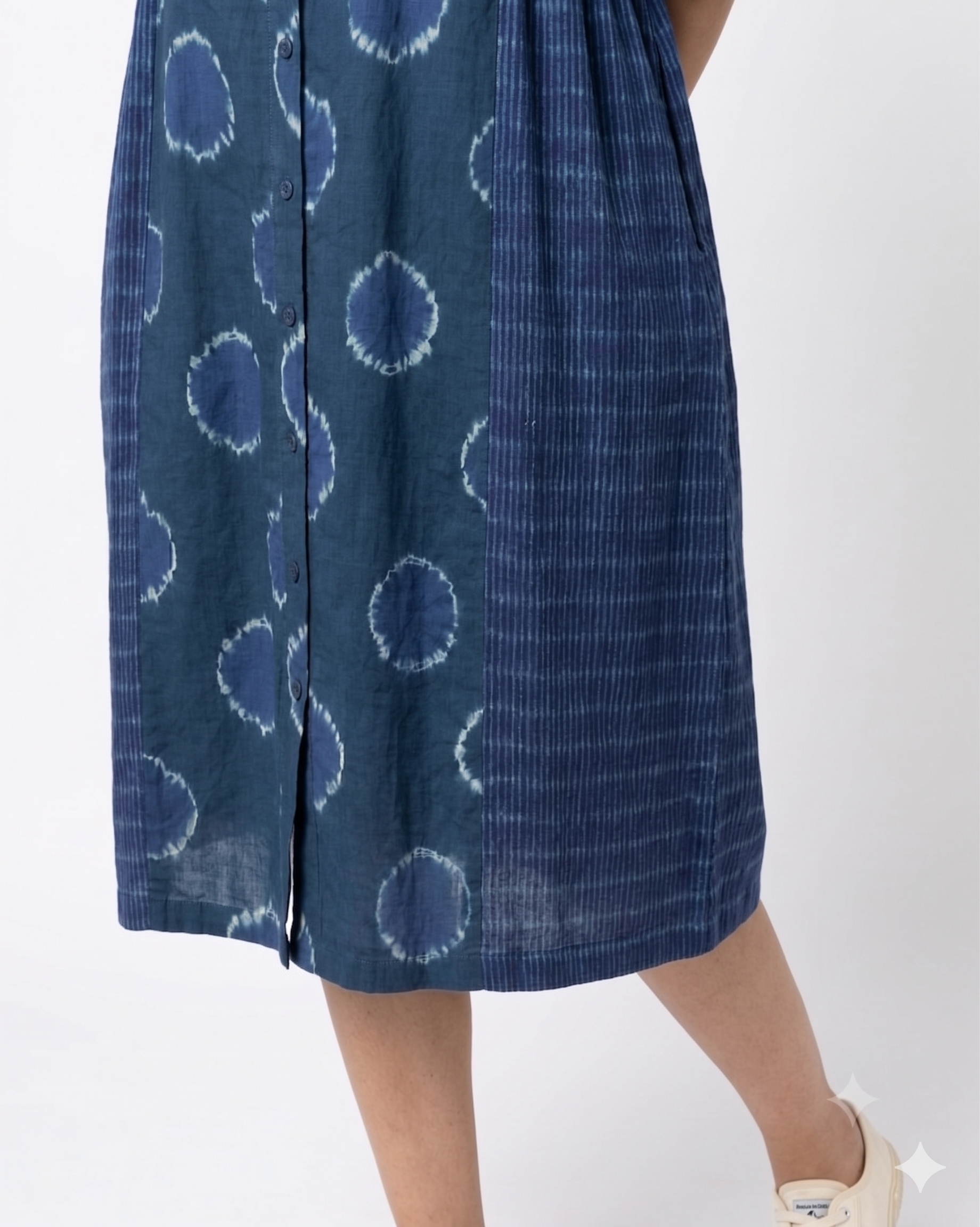 Handwoven Cotton Gathered Dress Cerulean