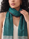 Tussar Silk Stole - Midnight Green