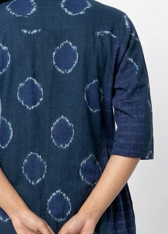 Handwoven Cotton Gathered Dress Cerulean
