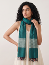 Tussar Silk Stole - Midnight Green