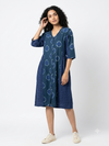 Handwoven Cotton Gathered Dress Cerulean
