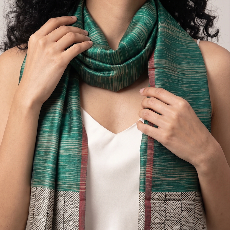 Tussar Silk Stole - Wild Forest