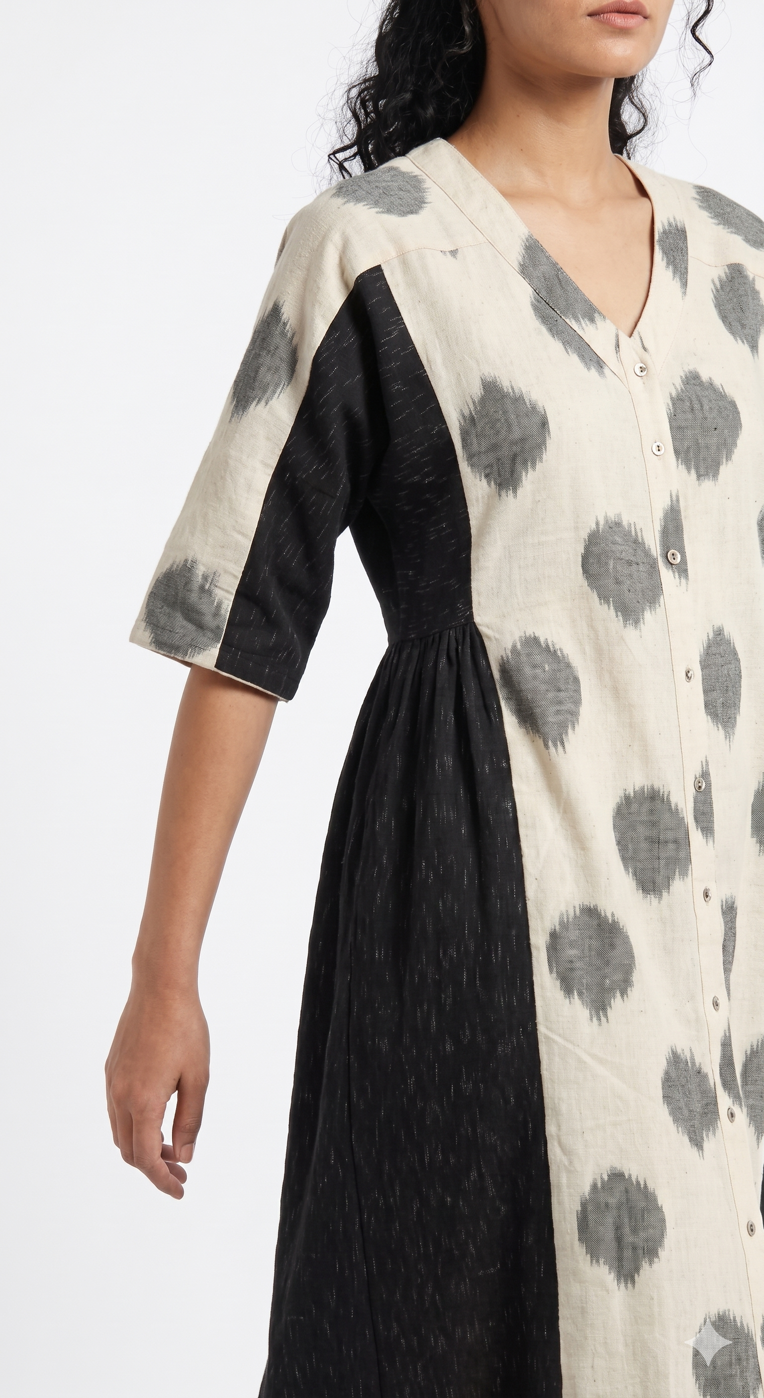 Handwoven Cotton Gathered Dress White