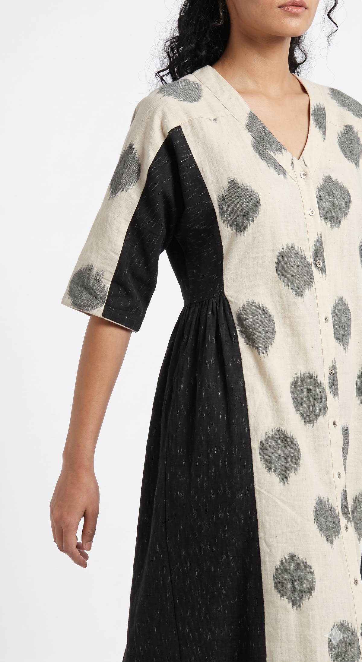 Handwoven Cotton Gathered Dress White