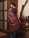 BOMKAI Handwoven Tussar Silk Saree - Teal Blue - Vriksh Designs