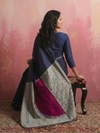 CHAAND Handwoven Ikat Silk Saree - Blue Grey