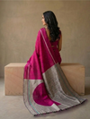 CHAAND Handwoven Ikat Silk Saree - Pink Grey