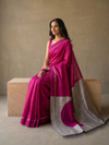CHAAND Handwoven Ikat Silk Saree - Pink Grey