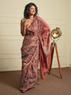 DABU TREE OF LIFE Peacock motif Tussar Silk Sari - French Pink