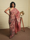 DABU TREE OF LIFE Peacock motif Tussar Silk Sari - French Pink