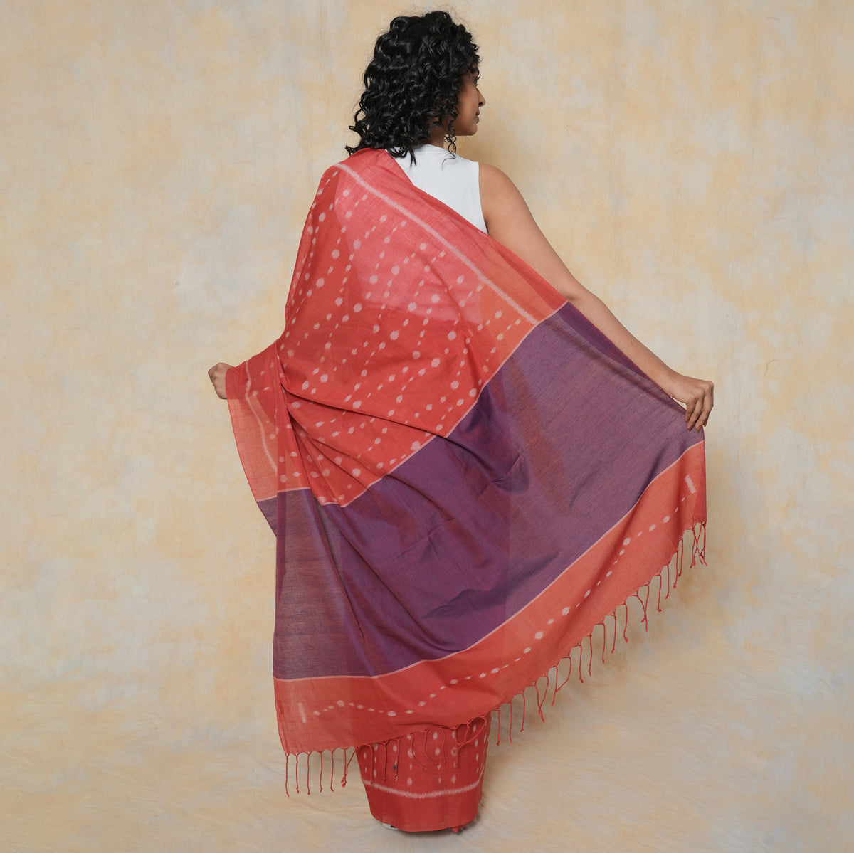 MOTI Handloom Cotton Saree - Red