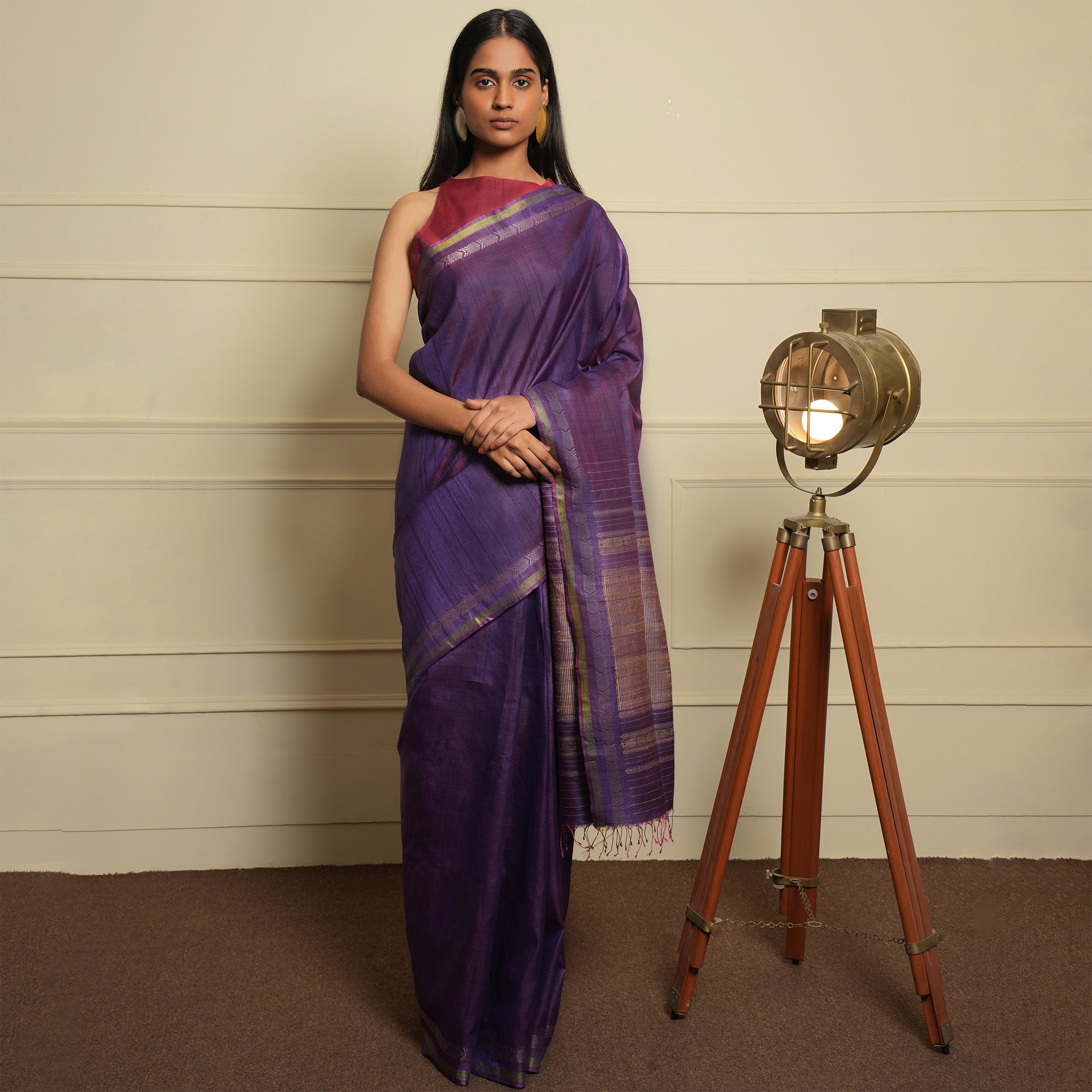 MACHLI (FISH) Handwoven Tussar Silk Saree - Orchid Purple