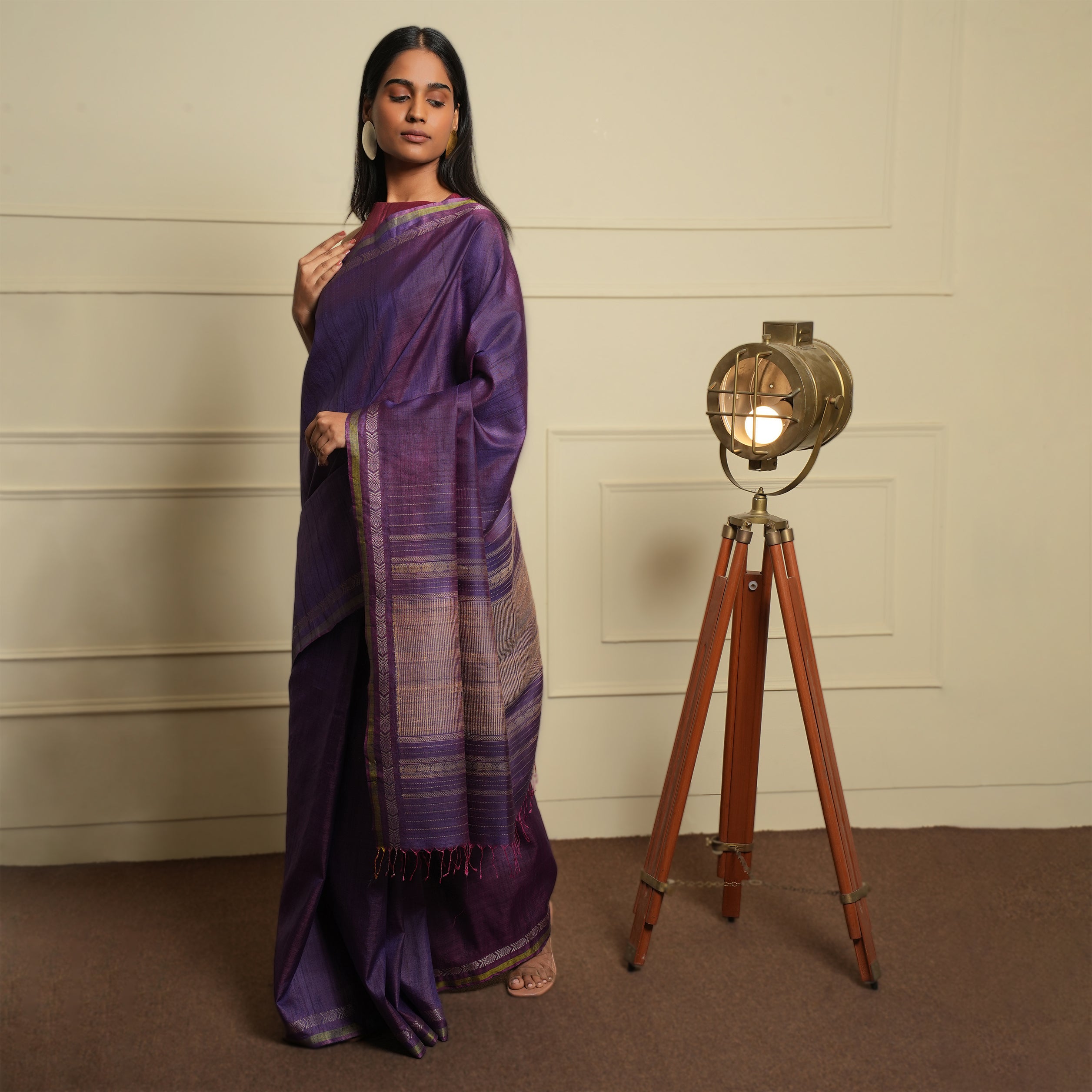 MACHLI (FISH) Handwoven Tussar Silk Saree - Orchid Purple