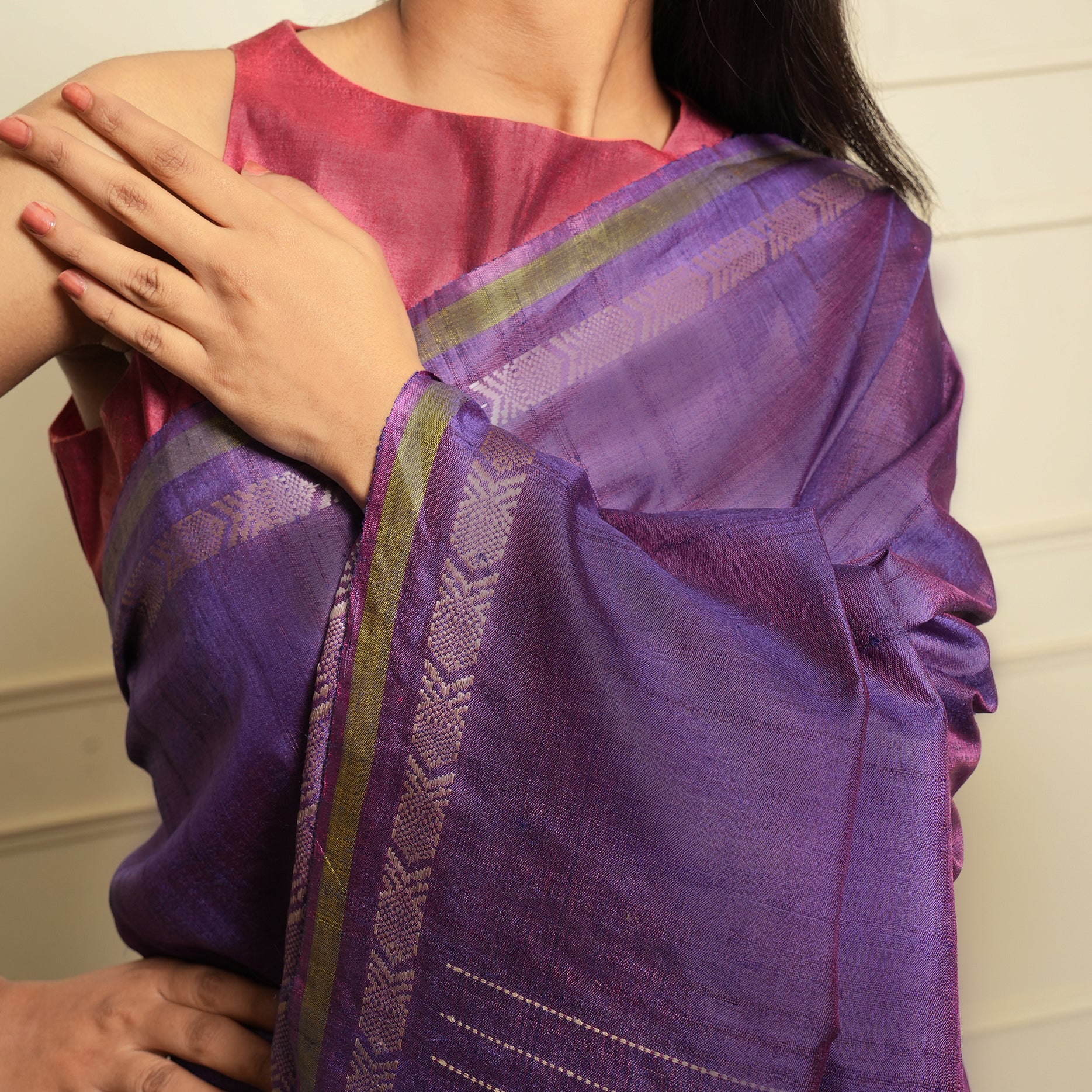 MACHLI (FISH) Handwoven Tussar Silk Saree - Orchid Purple