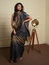 JWALA Handwoven Silk Ikat Saree - Copper Black
