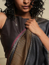 JWALA Handwoven Silk Ikat Saree - Copper Black
