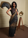 JWALA Handwoven Silk Ikat Saree - Copper Black
