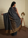 JWALA Handwoven Silk Ikat Saree - Copper Black