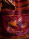 NAVAGUNJARA Handwoven Tussar Silk Sari -  Berry Pink