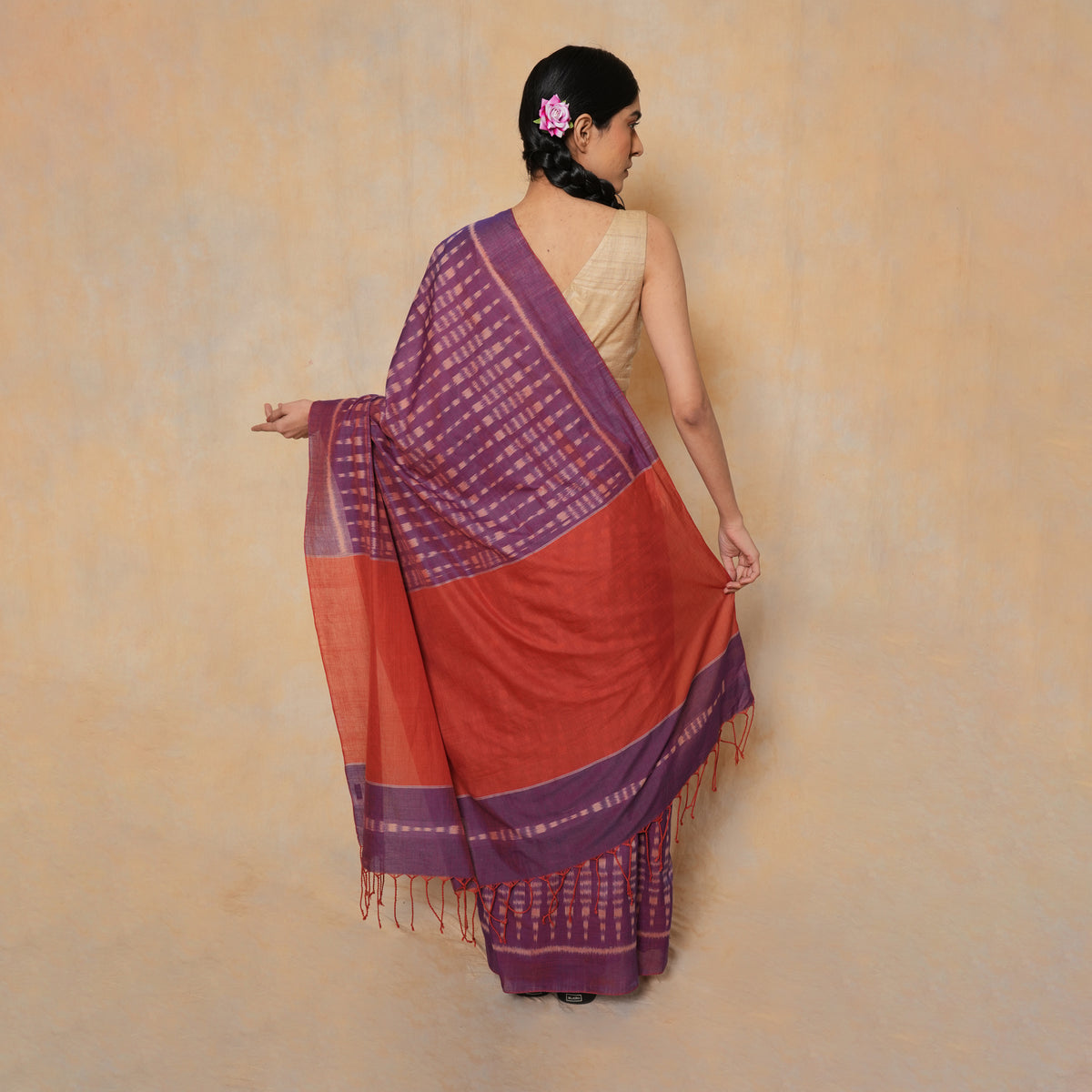 BAARISH Handloom Cotton Saree - Purple