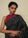 Neer Zari Handwoven Tussar Silk Saree - Black