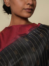 Neer Zari Handwoven Tussar Silk Saree - Black