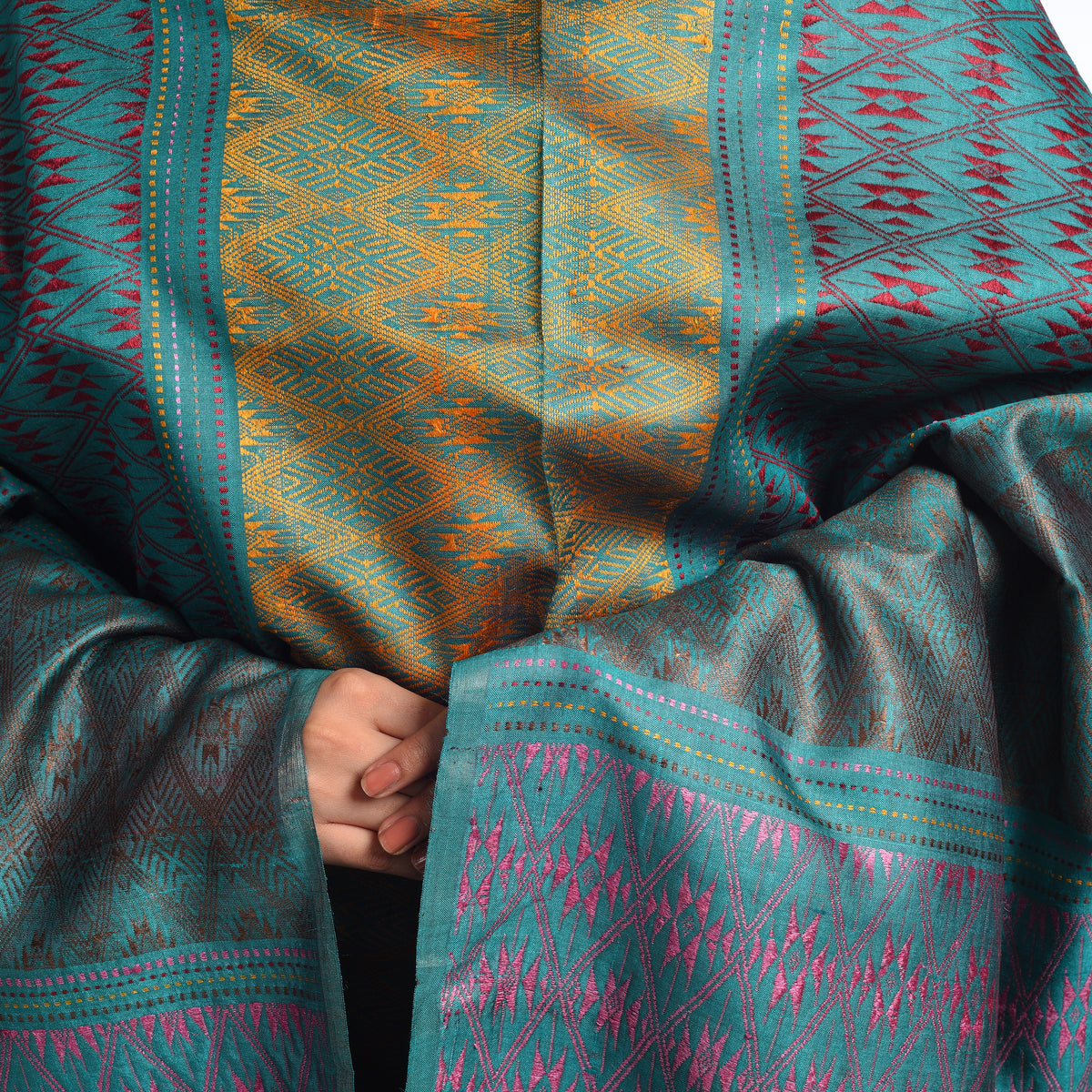 Parvat Handwoven Tussar Silk Dupatta - Sea Green