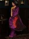 SHUNYA Ikat Silk Handwoven Sari - Plum Purple - Vriksh Designs
