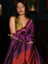 SHUNYA Ikat Silk Handwoven Sari - Plum Purple - Vriksh Designs