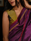 SHUNYA Ikat Silk Handwoven Sari - Plum Purple - Vriksh Designs