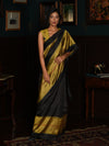 Rekha Ikat Silk Saree - Black and Copper
